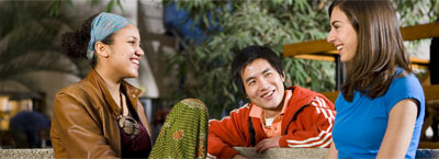 Undergraduate students chatting