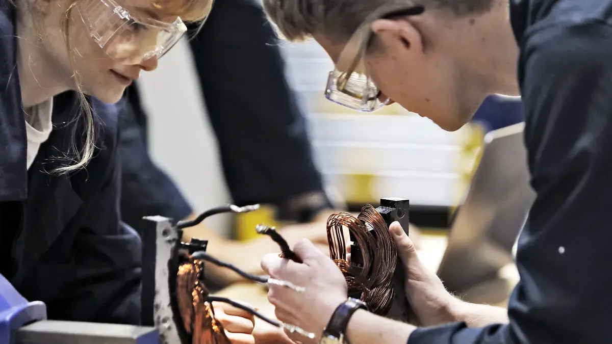 Students work on a prototype in a lab at King's Buildings