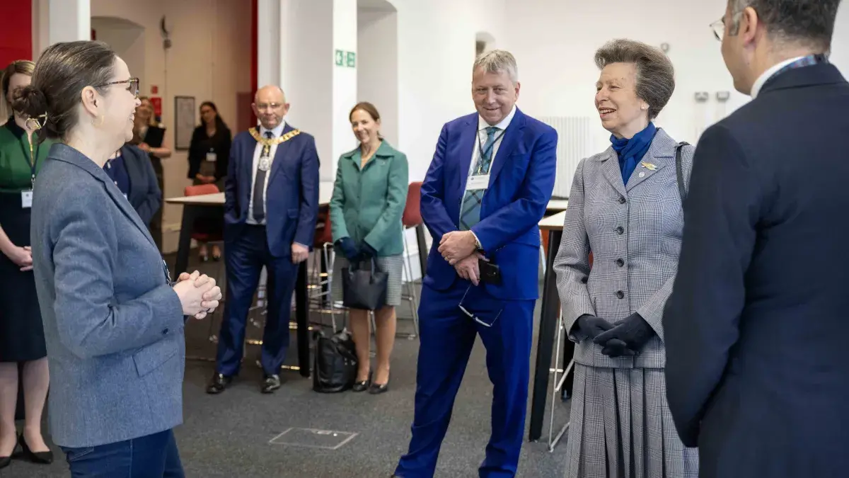 HRH Princess Anne (second from right) joins Principal and Vice Chancellor, Professor Sir Peter Mathieson (second from left) to open the Edinburgh Futures Institute