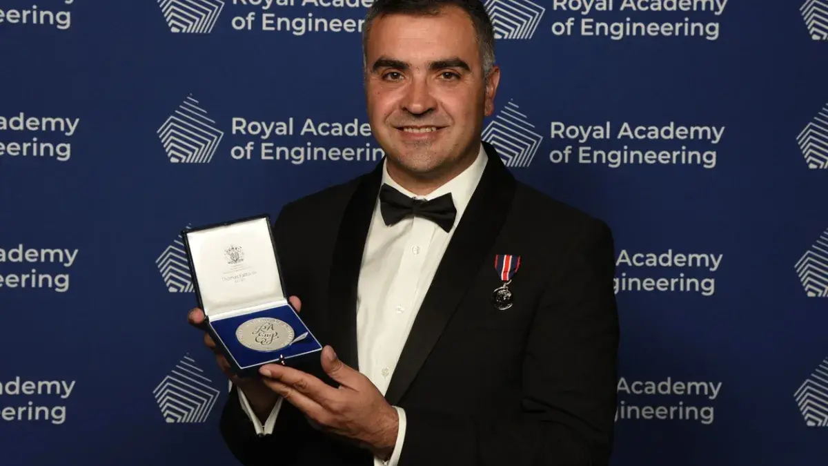 Professor Prodromakis receiving his RAEng Princess Royal Silver Medal 