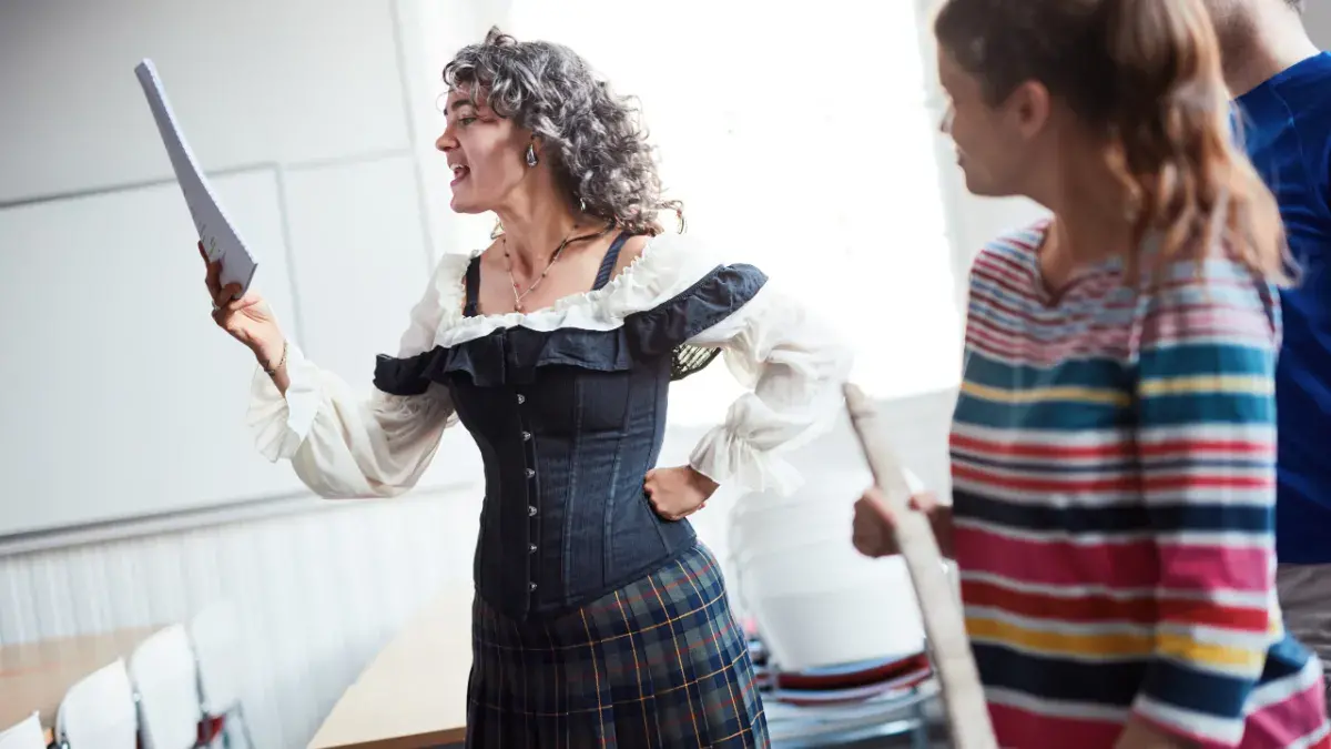 Members of the Edinbards amateur theatre group rehearse in a space provided by the access to rooms scheme