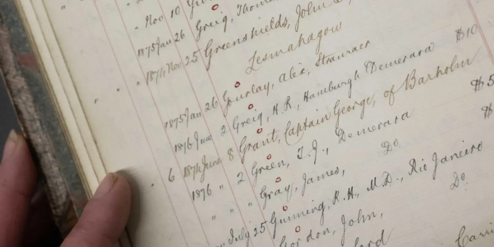 Image of close up of records in the University's archives