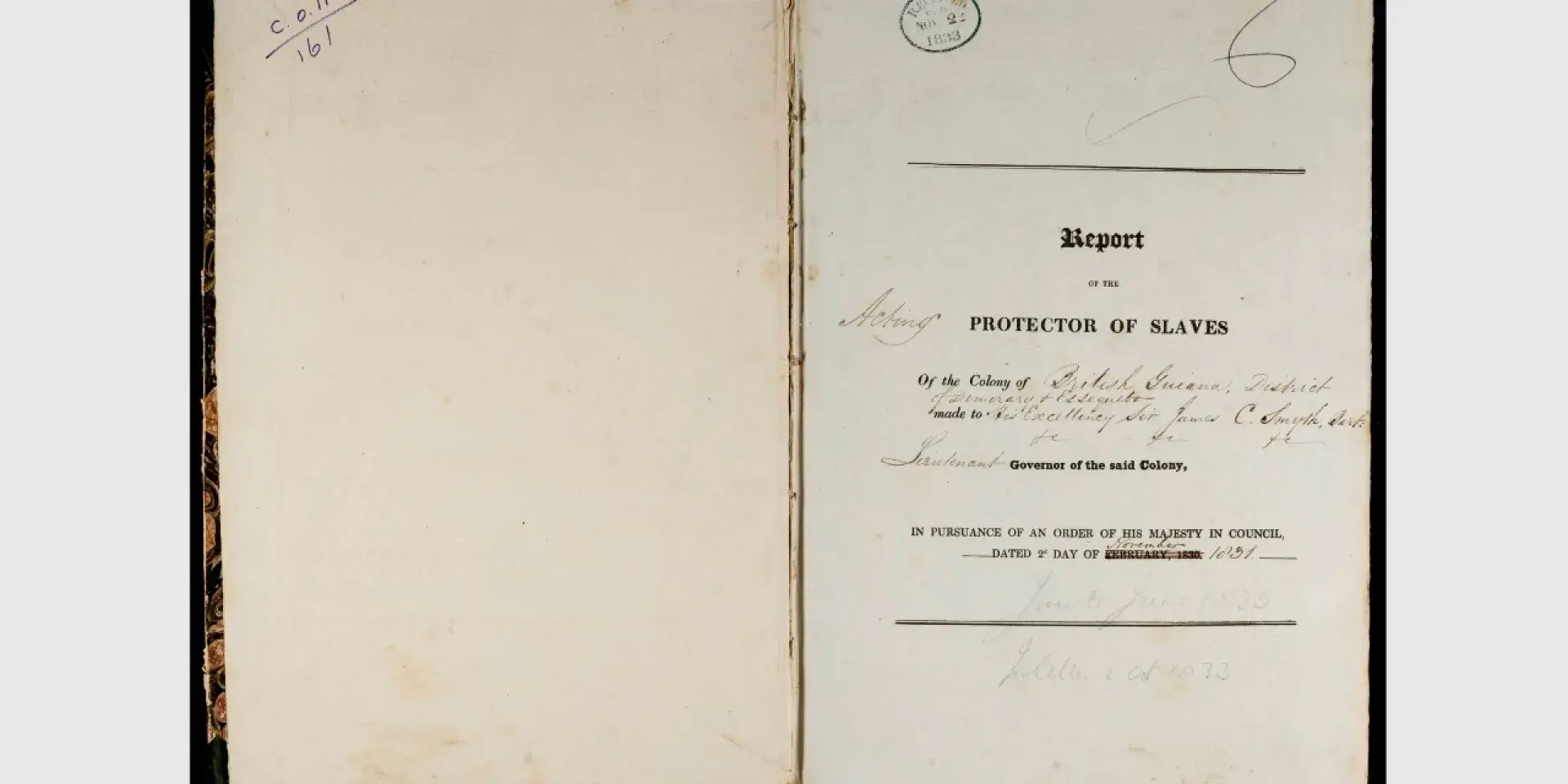 Front page of Reports of the Protectors of Slaves