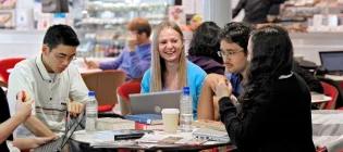 Students at the Business School cafe