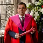 Professor Sir Nilesh Jayantilal Samani receiving their honorary degree.
