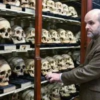 Tom Gillingwater in University of Edinburgh Skull Room