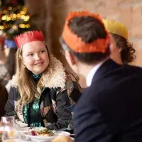 Students and staff at the festive lunches