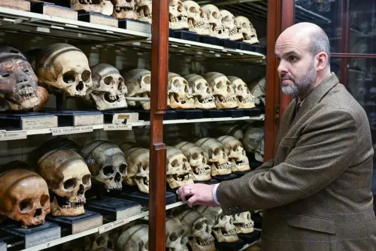 Tom Gillingwater in University of Edinburgh Skull Room