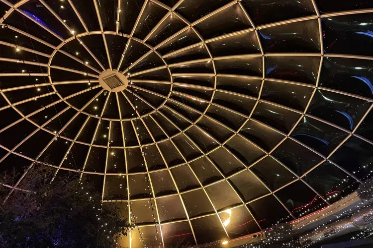 The roof of Potterrow's dome at night