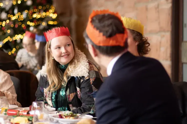 Students and staff at the festive lunches