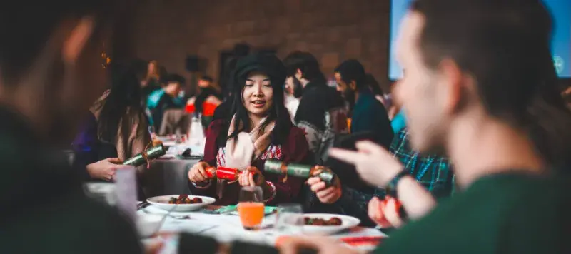 Students at festive lunch
