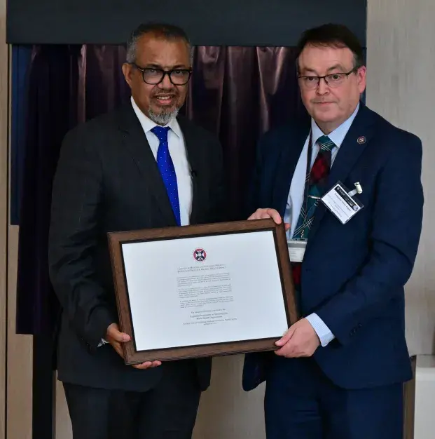 (L-R) WHO Director-General Dr Tedros and Professor David Argyle, Head of CMVM at the opening of the Usher Building on Thursday 26 June 2025