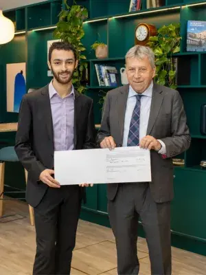 Dylan Walch, Vice-President Education and Professor Sir Peter Mathieson